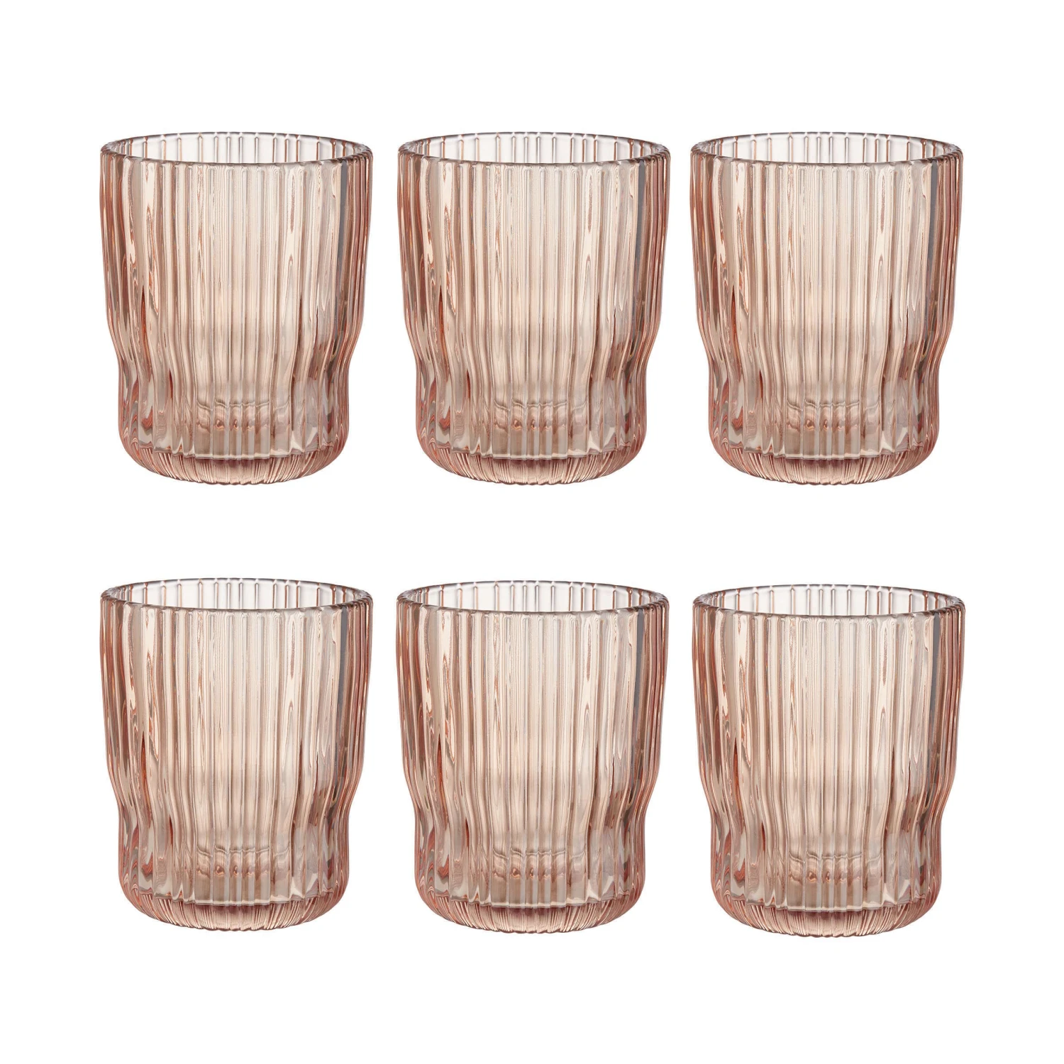 6x Gläser Mit Rillen 250ml CHELSEA In Pastellorange 1 6x Gläser Mit Rillen 250ml CHELSEA In Pastellorange