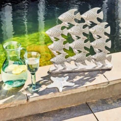 Fischschwarm Höhe 40cm SILVER NATURE In Silber -Einrichtungsgeschäft butlers fischschwarm hohe 40cm silver nature in silber 2