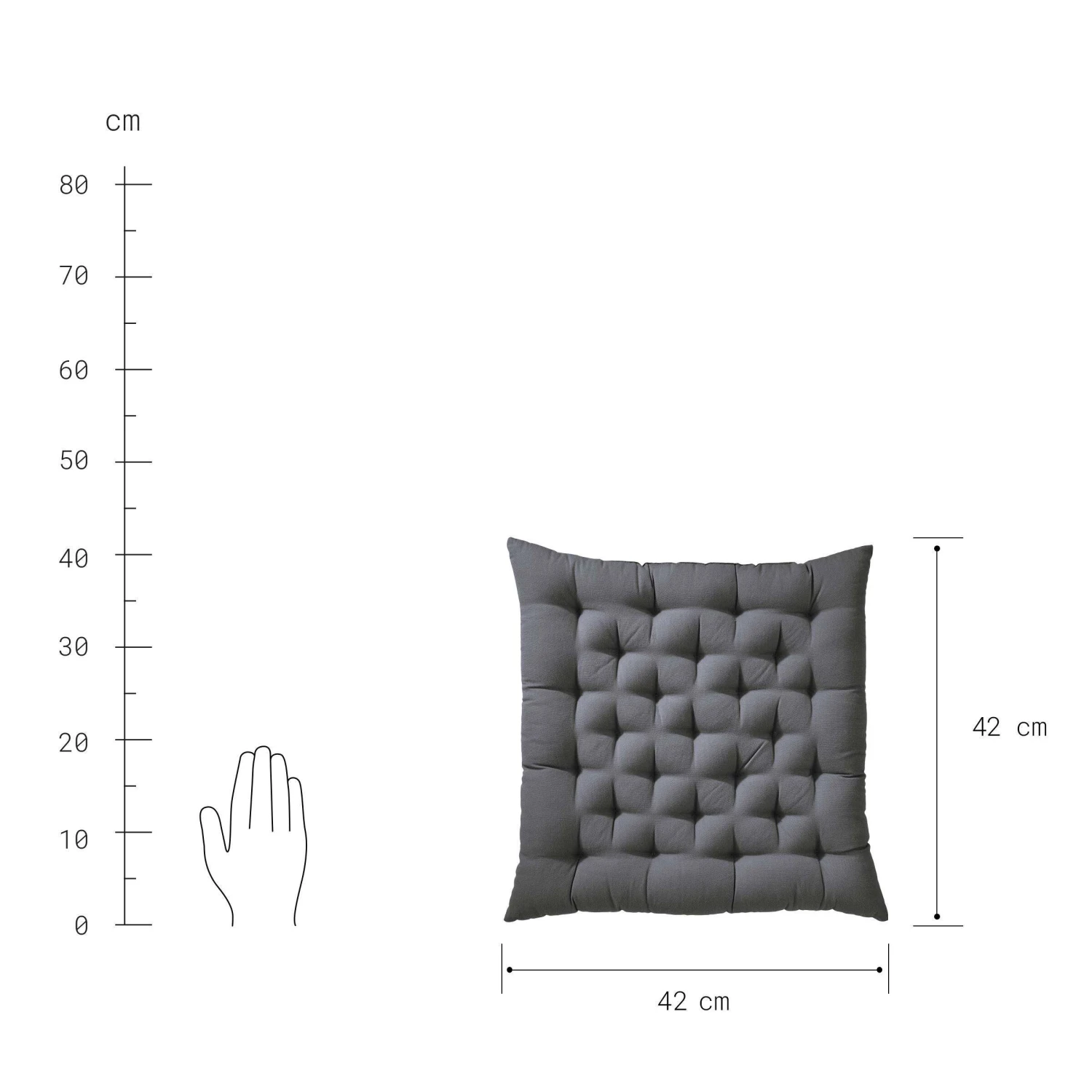 Futonkissen L 42 X B 42cm SOLID In Grau 4 Futonkissen L 42 X B 42cm SOLID In Grau – Bild 4