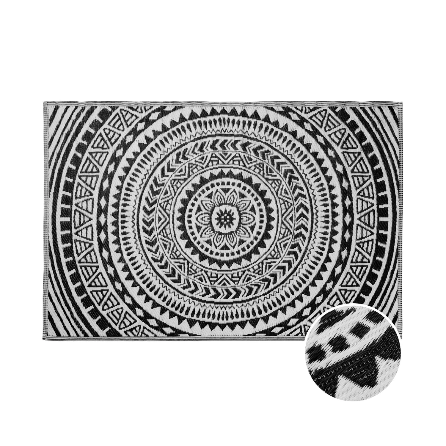 In- & Outdoor-Teppich Circles L 180 X B 118cm COLOUR CLASH In Schwarz-Weiß 1 In- & Outdoor-Teppich Circles L 180 X B 118cm COLOUR CLASH In Schwarz-Weiß