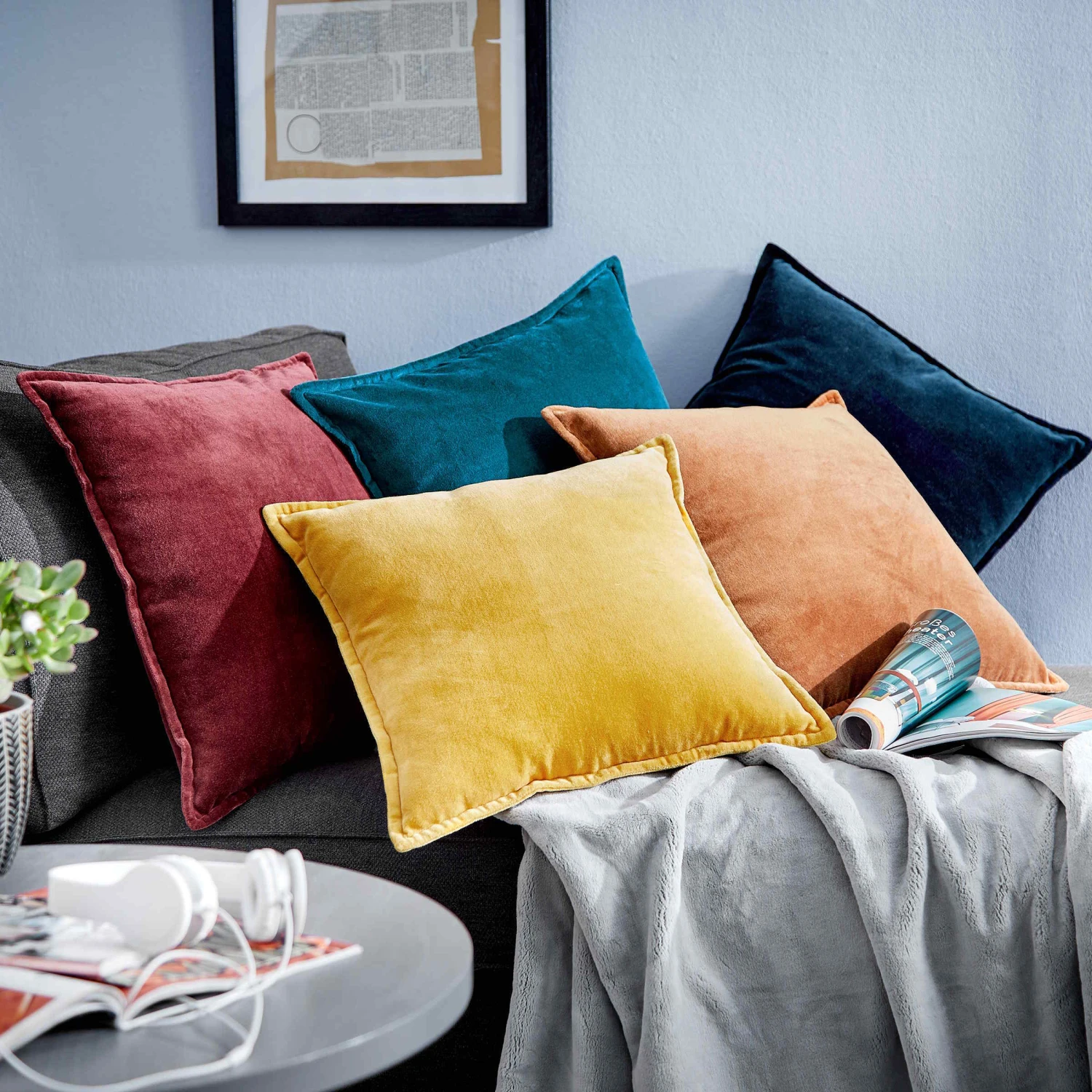 Kissen L 45 X B 45cm COTTON VELVET In Hellbraun 7 Kissen L 45 X B 45cm COTTON VELVET In Hellbraun – Bild 7