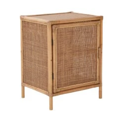 Nachttisch-Schränkchen Handgefertigt Aus Rattan BOHO LOUNGE In Natur