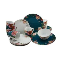 CreaTable Enjoy Roses Kombiservice 16 Teilig In Petrol