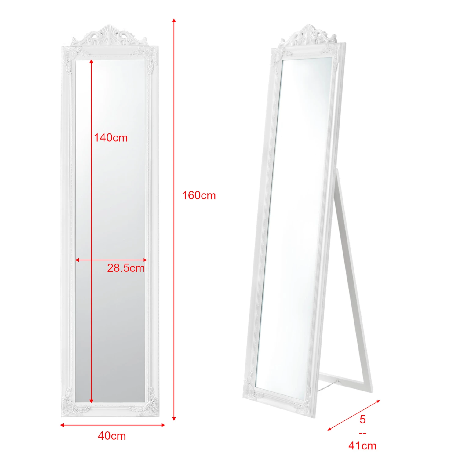 Standspiegel Arezzo In Weiß (H)160cm (B)5cm (L)40cm 5 Standspiegel Arezzo In Weiß (H)160cm (B)5cm (L)40cm – Bild 5