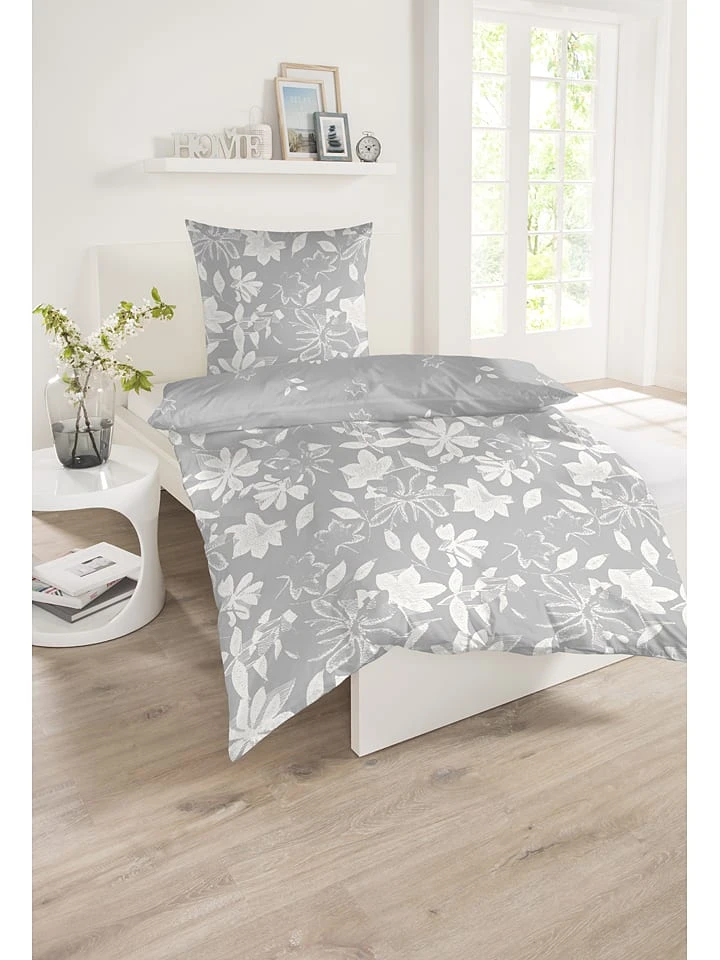 Schiesser Renforcé-Bettwäsche-Set "Fleur" In Grau 2 Schiesser Renforcé-Bettwäsche-Set "Fleur" In Grau – Bild 2