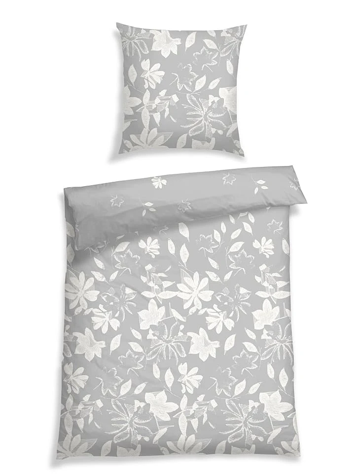 Schiesser Renforcé-Bettwäsche-Set "Fleur" In Grau 1 Schiesser Renforcé-Bettwäsche-Set "Fleur" In Grau