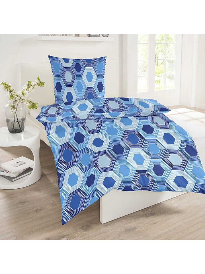 Schiesser Renforcé-Bettwäsche-Set "Josa" In Blau 2 Schiesser Renforcé-Bettwäsche-Set "Josa" In Blau – Bild 2