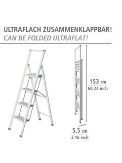 Wenko Alu-Design Klapptrittleiter 4-stufig Weiß In Weiß -Einrichtungsgeschäft wenko alu design klapptrittleiter 4 stufig weiss in weiss 14